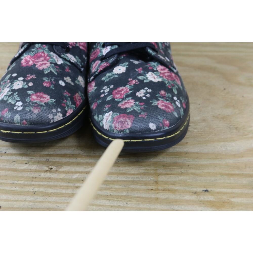 Doc Dr Martens Boots Womens 9 Black Floral Canvas Hackney High Tops Lace Up - Picture 10 of 10